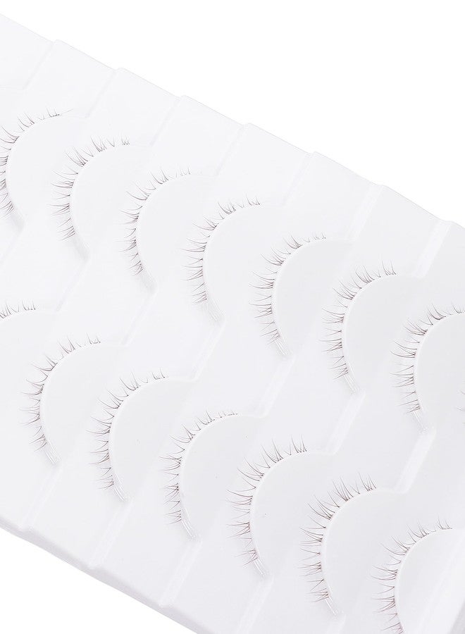 outopen 10 Pairs Brown Bottom Lashes Strip Clear Band Brown Lower Lashes Natural Lower Eyelashes Extension Cosplay Bottom Eyelashes Reusable - Image 5